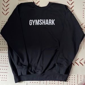 GYMSHARK- Mens Large Like New Black Crew Neck Sweatshirt w white GYMSHARK script